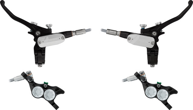 Set de Freins à Disque av+arr Tech 4 E4 avec Conduite en Acier Flex - black-silver/set (roue avant et arrière)