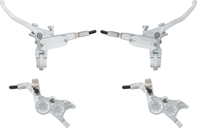 Hope Tech 4 V4 Front+Rear Disc Brake Set w/ Composite Hose - silver-silver/set (front+rear)