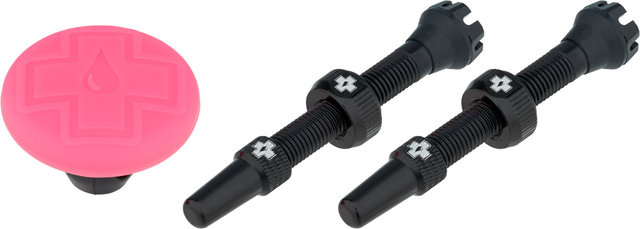 Muc-Off Kit Tubeless Stealth Tag et Valve - black-pink/SV 44 mm