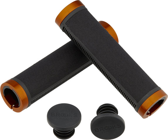 Brooks Cambium Rubber Handlebar Grips - black-orange/130 mm