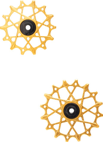 Garbaruk Juego de Poleas 14 + 16 Dientes para Shimano de 12 Velocidades - gold | 14 dientes (polea guía), 16 dientes (polea tensora)