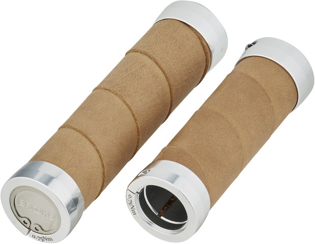 Brooks Slender Leather Handlebar Grips for Twist Shifters (one-sided) - dark tan/130 mm / 100 mm