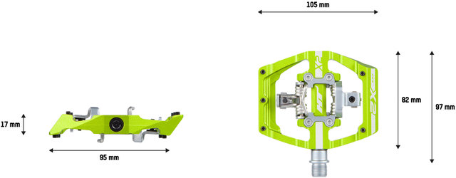 DH RACE X2 Klickpedale - apple green/universal