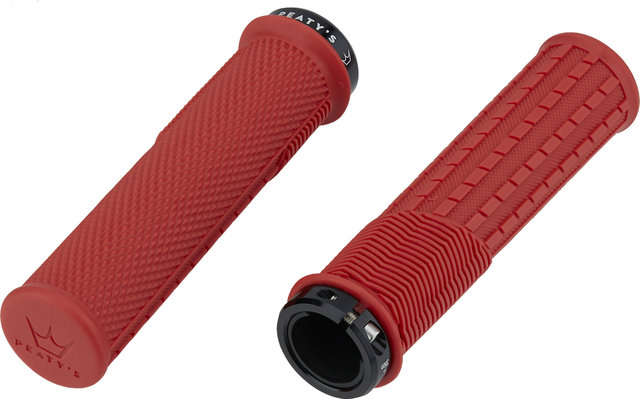 Peaty's Monarch Grips Knurl Lock-On Handlebar Grips - red/thin