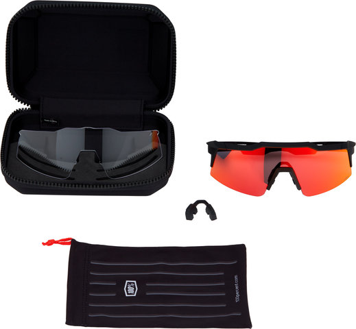 100% Speedcraft SL Hiper Sports Glasses - soft tact black/hiper red multilayer mirror