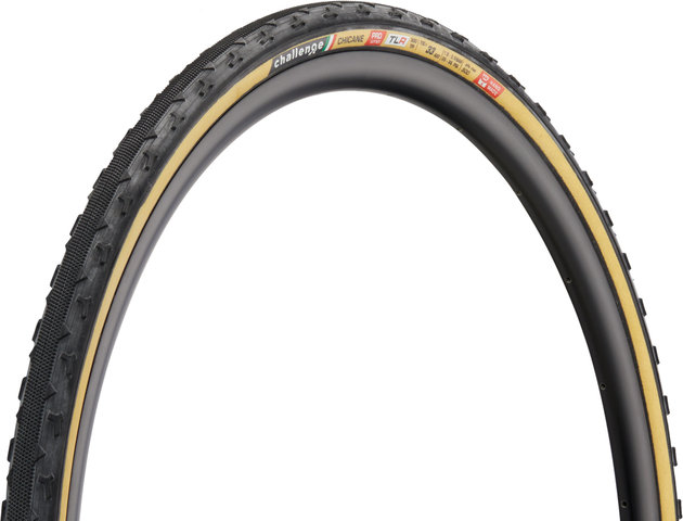 Challenge Cubierta plegable Chicane Pro Handmade TLR 28" - negro-marrón claro/33-622 (700x33C)