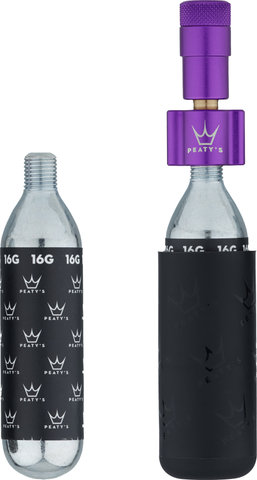 Peaty's Holeshot CO2 Tyre Inflator Kit CO2 cartridge pump + 16 g cartridge - violet