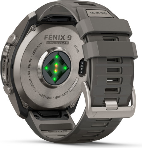 Garmin fēnix 9 Pro – inReach Solar 51 mm Titan Multisport-Smartwatch - kieselgrau-titan