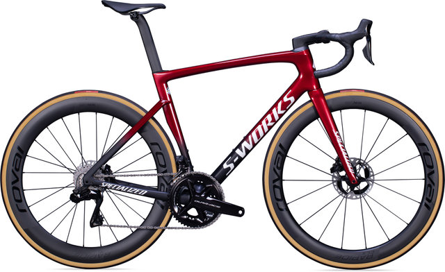 S-Works Tarmac SL7 Shimano Dura-Ace Di2 Disc Carbon Rennrad - red tint-metallic white silver-satin black/58 cm