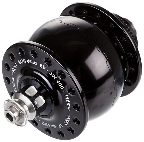 SON Dinamo de buje Delux Disc Center Lock - negro/32 agujeros