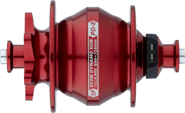 Nabendynamo PD-8 Disc 6-Loch - rot/32 Loch