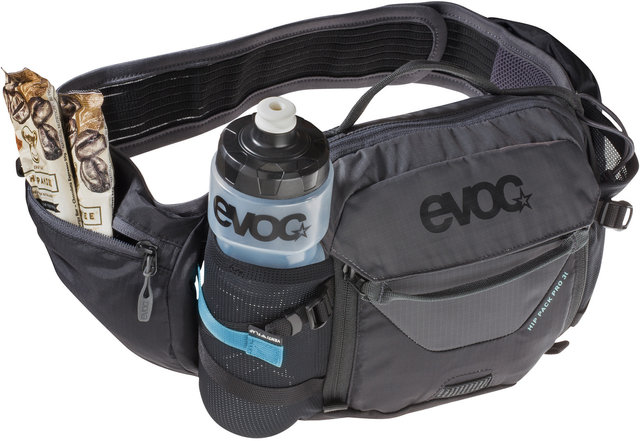 evoc Riñonera Hip Pack Pro + bolsas de agua 1,5 L T - black carbon-grey/3 litros