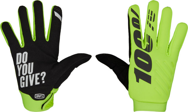 100% Brisker Full Finger Gloves - 2023 Model - fluo yellow-black/M