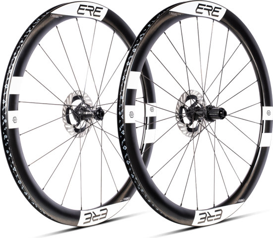 ERE Research Omnia II CLR45 Carbon Disc Center Lock 28" Laufradsatz - black white | Non Boost | 142 mm | 100 mm | 28" | Non Boost | Shimano Road