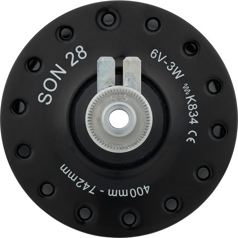 SON 28 Disc Center Lock Nabendynamo - schwarz/28 Loch