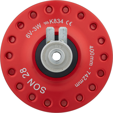 Dinamo de buje 28 Disc Center Lock - rojo/36 agujeros