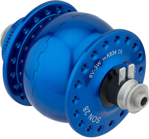 SON Dinamo de buje 28 Disc Center Lock - azul-anodizado/36 agujeros