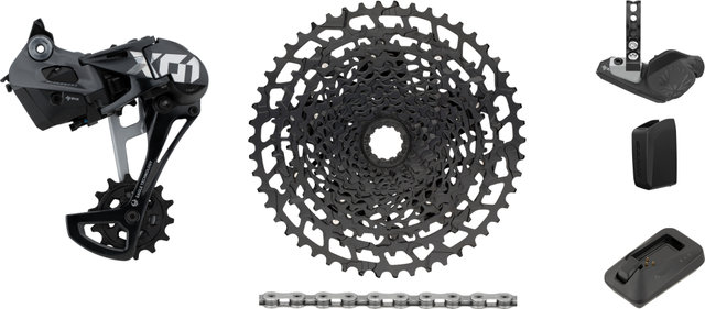 SRAM Kit de Mise à Niveau X01 Eagle AXS 1x12vit. avec Cassette pour Shimano - black - X01 silver/Shimano VTT/14 dents/Shimano MTB/aucun/11-50/aucun/sans