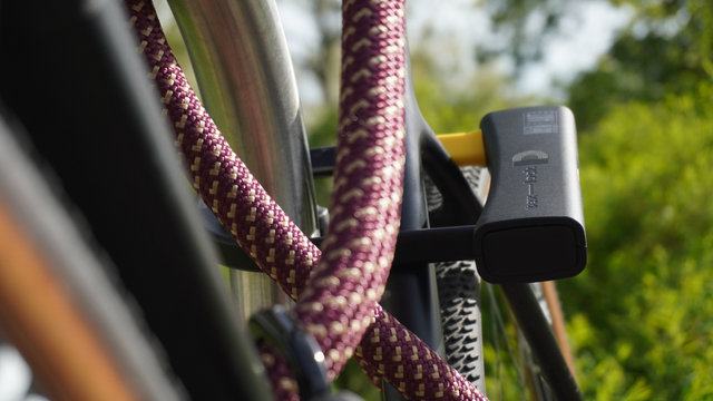 tex-lock Eyelet chain lock + D-lock shackle lock - chateau red
