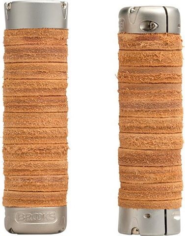 Brooks Plump Leather Handlebar Grips - honey | 130 mm