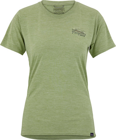 Capilene Cool Daily Graphic Lands Women's T-Shirt - protect pedal-salvia green-xdye/S