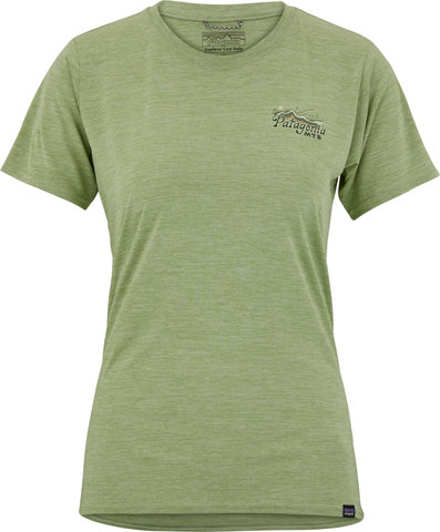 Capilene Cool Daily Graphic Lands Damen T-Shirt - protect pedal-salvia green-xdye/S