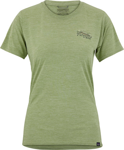 Patagonia Capilene Cool Daily Graphic Lands Women's T-Shirt - protect pedal-salvia green-xdye/S