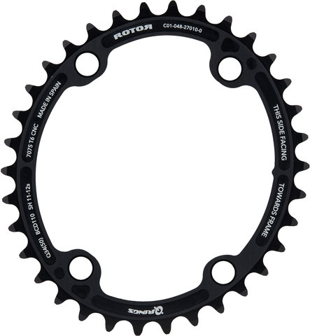 Rotor Road Chainring, 4-arm, Q-ring, 110 mm BCD 11-/12-speed - black/34 tooth