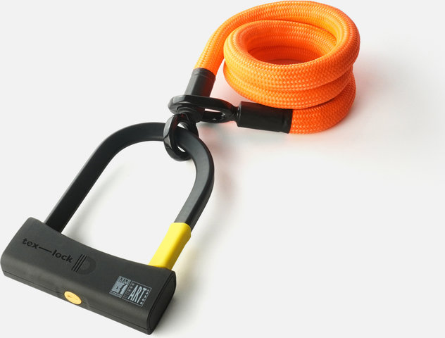 tex-lock eyelet Kettenschloss + D-lock Mini-Bügelschloss - acid orange/120 cm