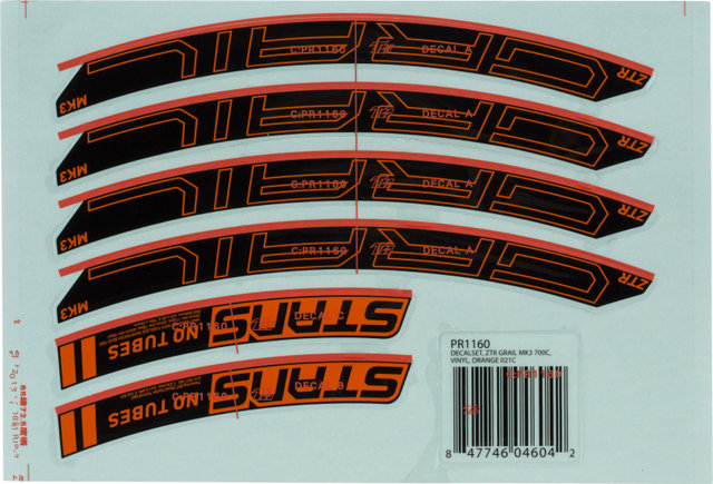 NoTubes Set d'Autocollants pour ZTR Grail MK3 - orange