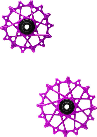 Garbaruk Juego de Poleas 14 + 16 Dientes para Shimano de 12 Velocidades - violet | 14 dientes (polea guía), 16 dientes (polea tensora)