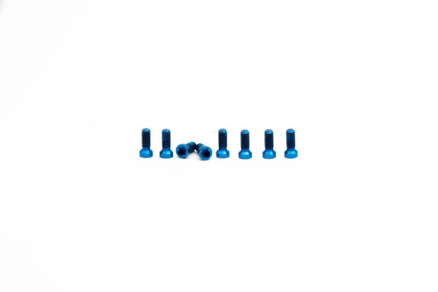 OAK Components Juego de Tornillos de titanio M4x9 para platos 8-bolt - blue
