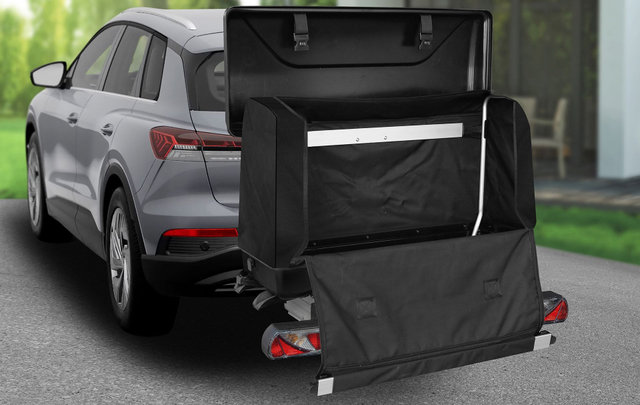 Eufab Caja de transporte para portabicicletas 350 L - negro-negro