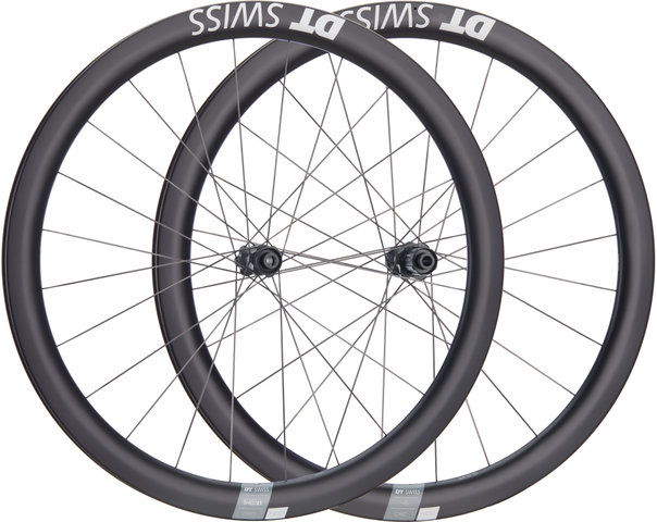 DT Swiss CRC 1400 SPLINE 45 Disc Center Lock Carbon 28" Laufradsatz - schwarz/28" Satz (VR 12x100 + HR 12x142) Shimano