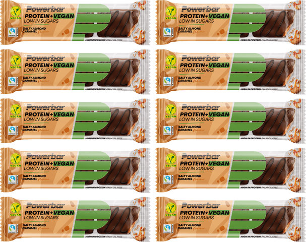 Powerbar Protein Plus Low Sugar Vegan Riegel - 10 Stück - salty almond caramel/420 g