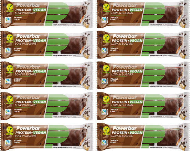 Powerbar Protein Plus Low Sugar Vegan Riegel - 10 Stück - peanut choc/420 g