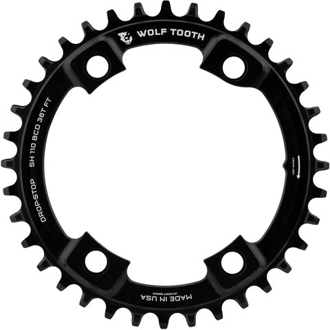 Wolf Tooth Components 110 BCD Asymmetric 4-Arm Kettenblatt für Shimano - black/36 Zähne