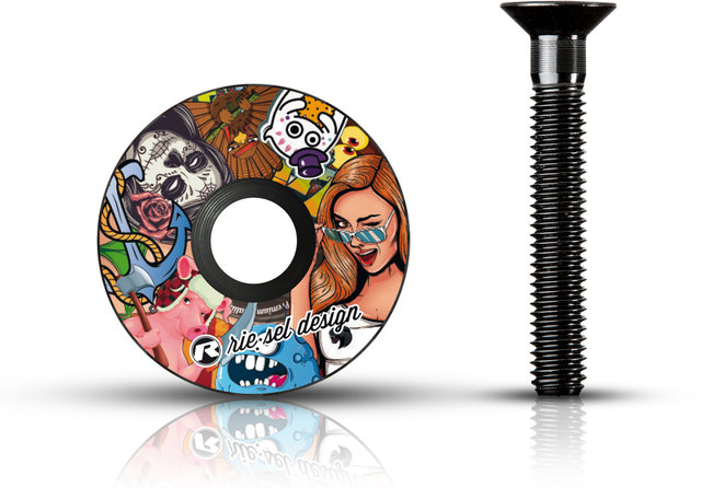 rie:sel stem:cap Ahead Kappe 1 1/8" Modell 2020 - stickerbomb/1 1/8"