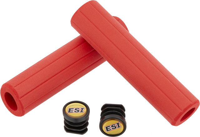 ESI Puños de manillar Ribbed Chunky Silikon - red/130 mm