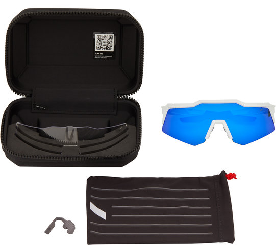 100% Speedcraft XS Mirror Sports Glasses - matte white/blue multilayer mirror