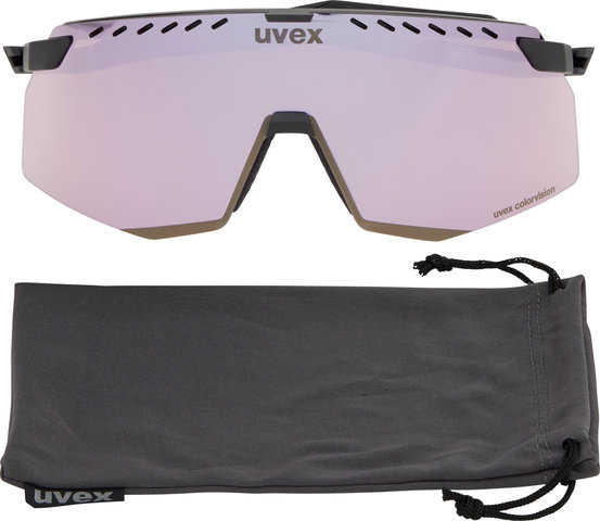uvex Lunettes de Sport pace stage CV - black mat/pushy pink