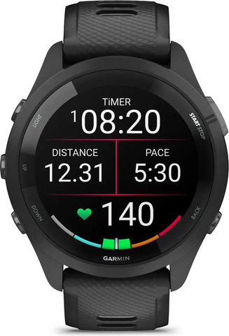Garmin Forerunner 265 Smartwatch mit Schnellwechsel-Silikon-Armband 22 mm - schwarz