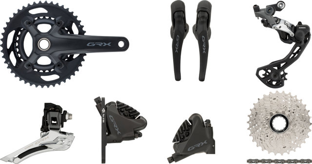 Shimano GRX RX600 2x11 30-46 Groupset - black/Shimano Road/Braze-on/11-30/Shimano Road/170,0 mm/without
