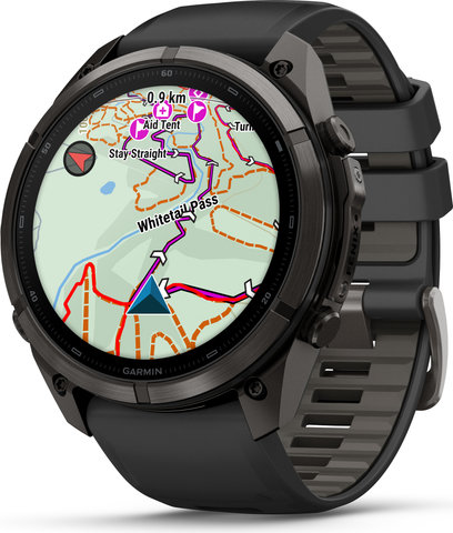 Garmin fēnix 9 Pro – inReach AMOLED Titan 51 mm Multisport-Smartwatch - schwarz-kieselgrau