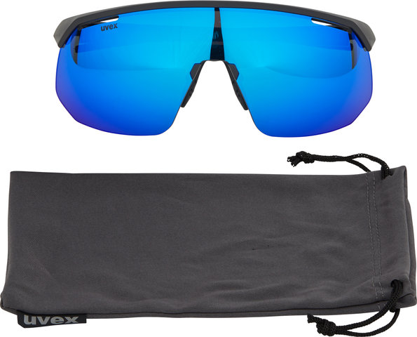 uvex pace one Sports Glasses - black matte/mirror blue