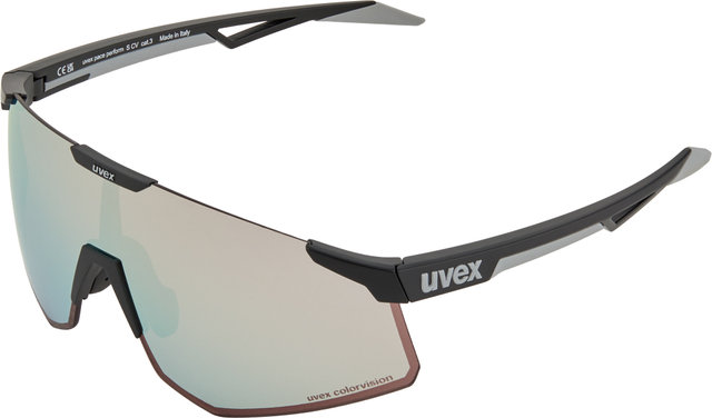 uvex Lunettes de Sport pace perform S CV - black mat/serious silver