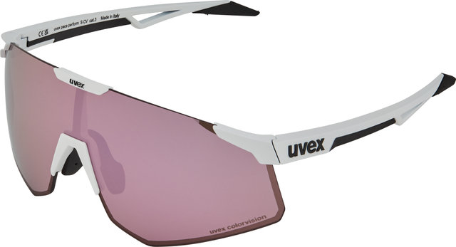 uvex Lunettes de Sport pace perform S CV - white matt/pushy pink