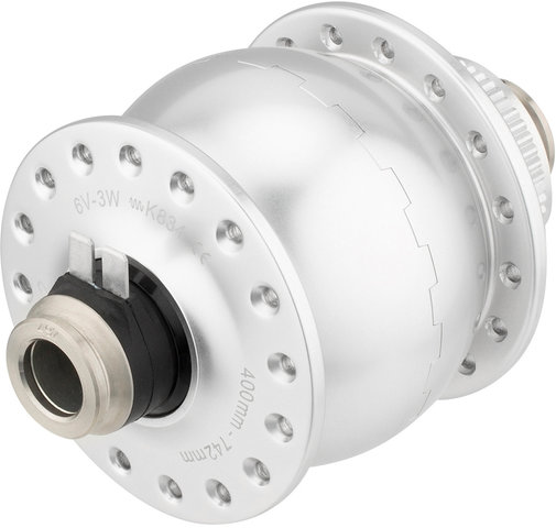 28 12 Disc Center Lock Nabendynamo - silber-eloxiert/32 Loch