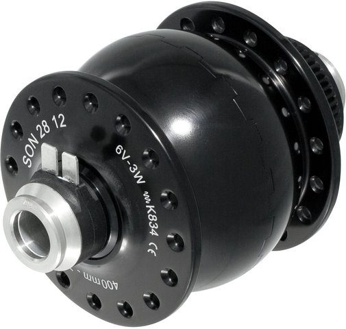 SON Dinamo de buje 28 12 Disc Center Lock - negro/32 agujeros