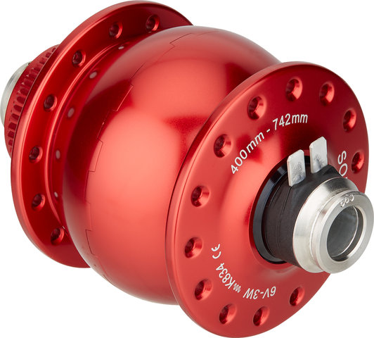 28 12 Disc Center Lock Nabendynamo - rot/28 Loch